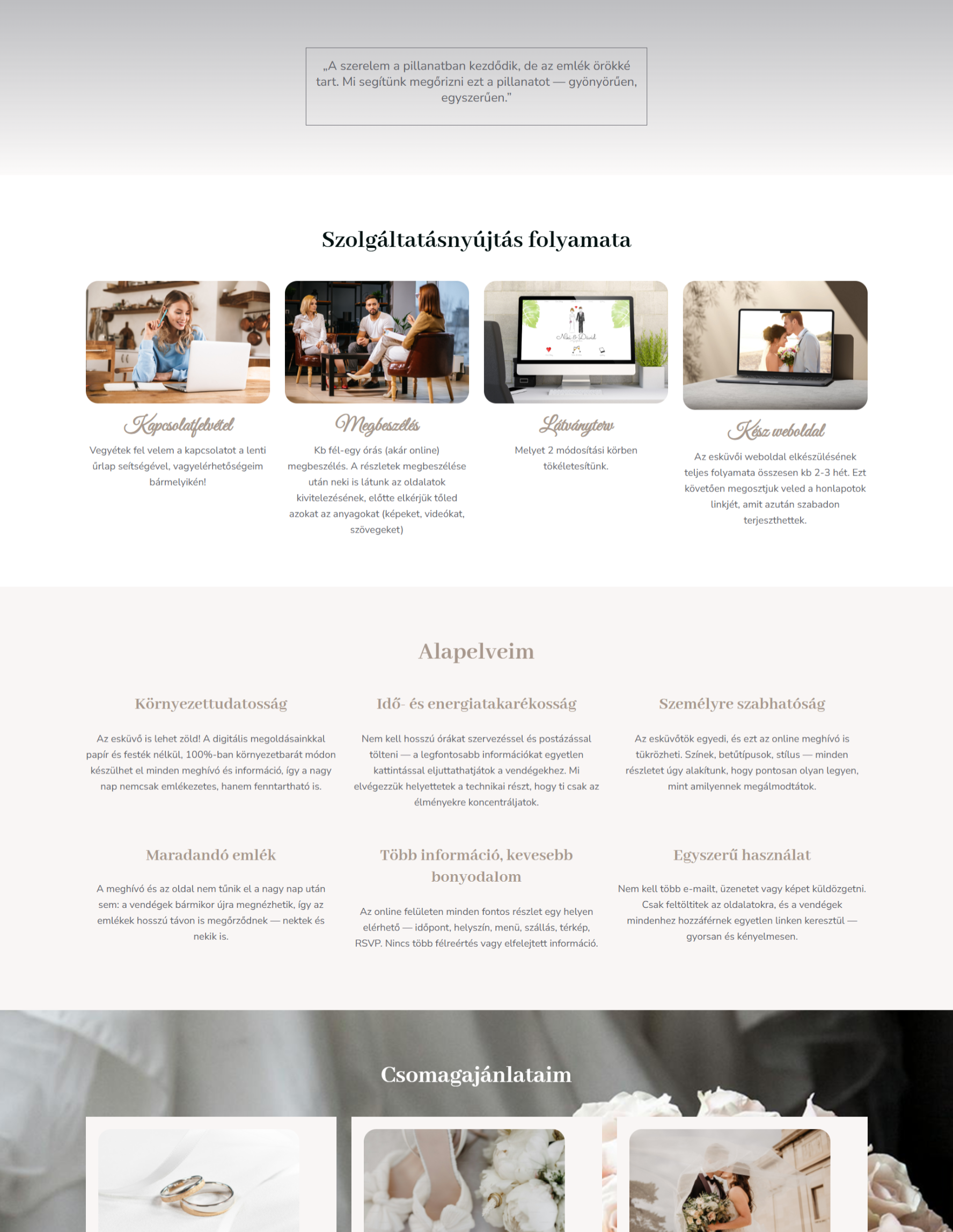 Esküvői design weboldal