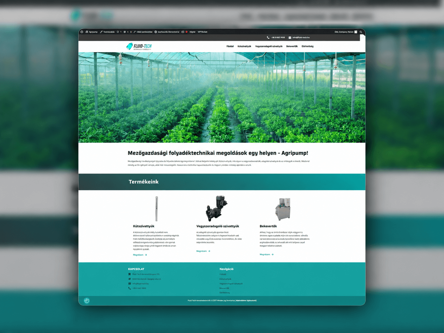 Agripump mezőgazdasági folyadéktechnikai megoldásokat bemutató WordPress weboldala