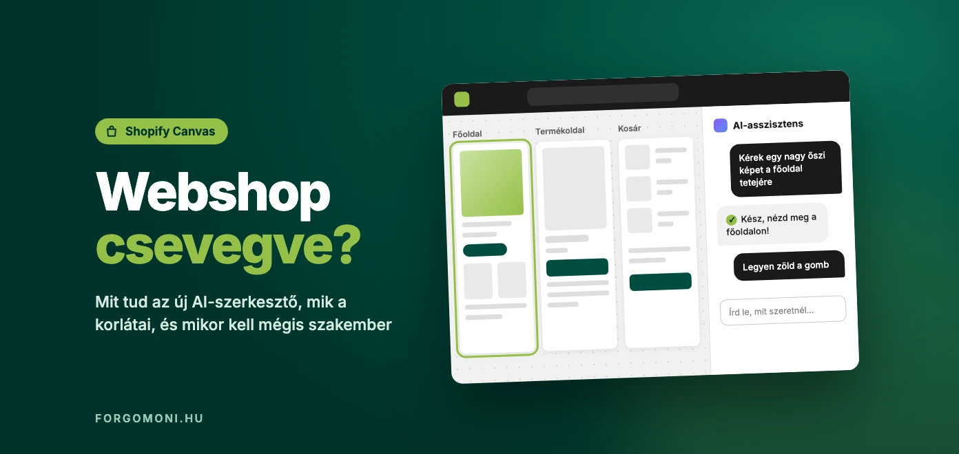 Shopify Canvas AI webshop-szerkesztő: